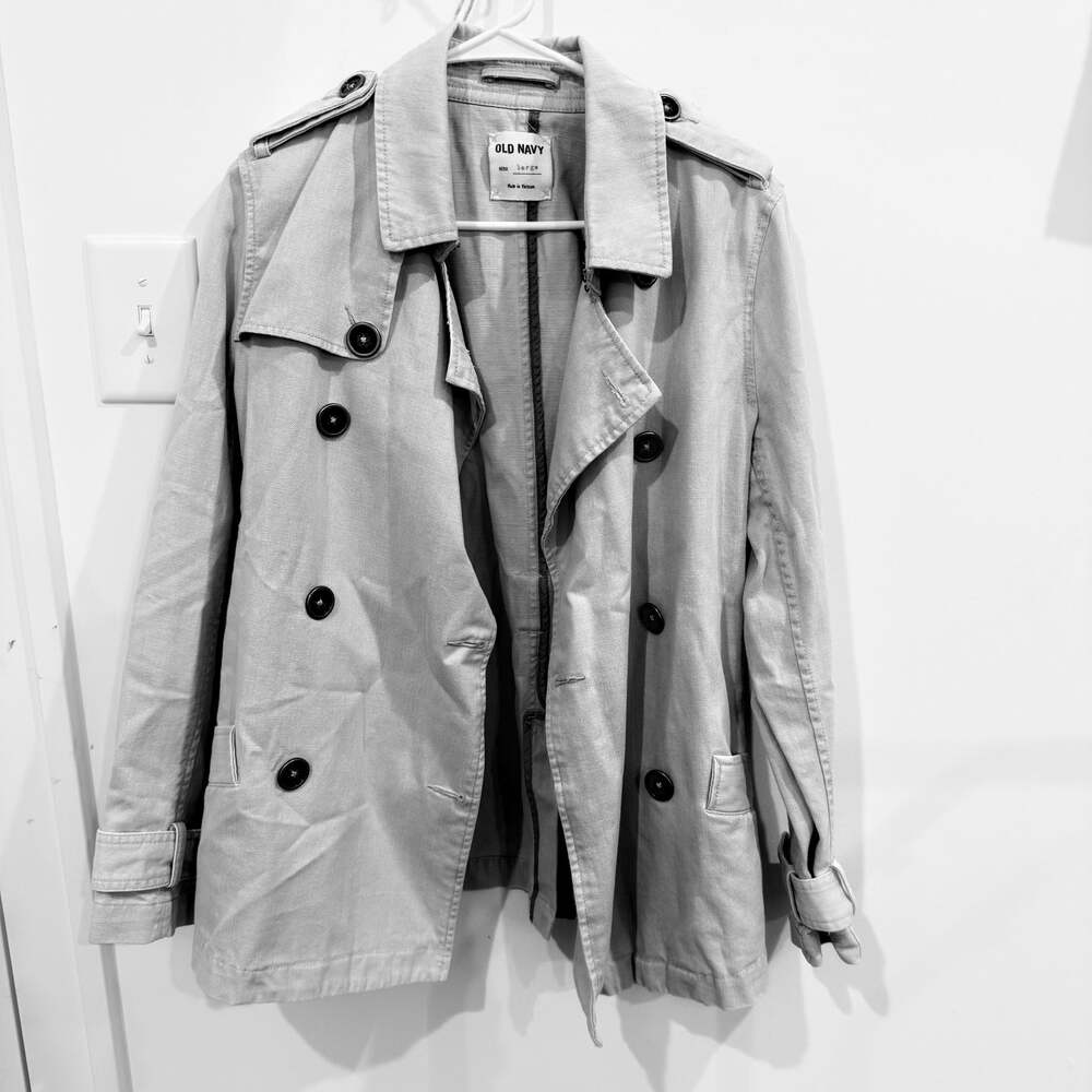 Old Navy Women's Double-Breasted Short Trench Coat Jacket Large